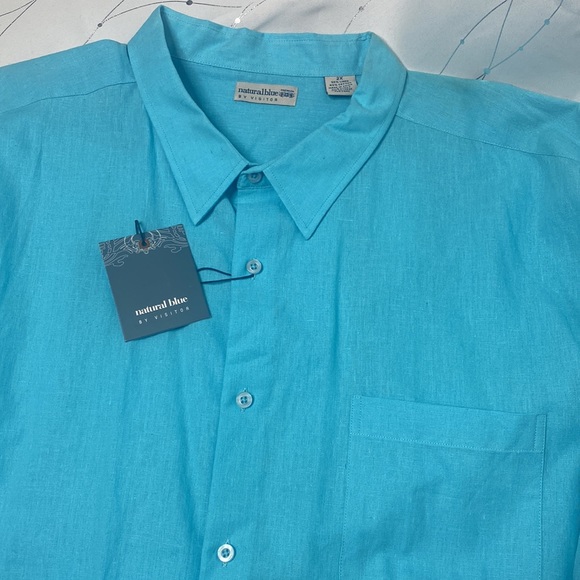 NWT Natural Blue Mens Short Sleeve Button Up 2X - Picture 3 of 3